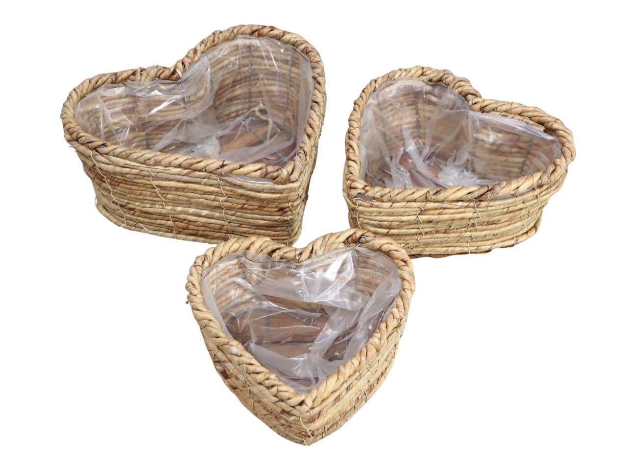 Pflanzkorb Herz Strohseil Set/3 31x15, 26x12, 21x10cm natur