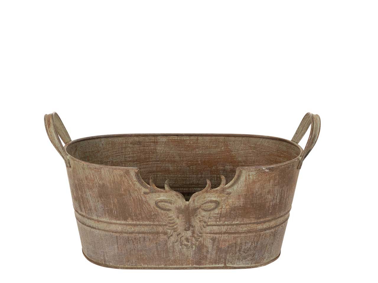 Schale oval  "Hirschkopf" Metall rost L29cm