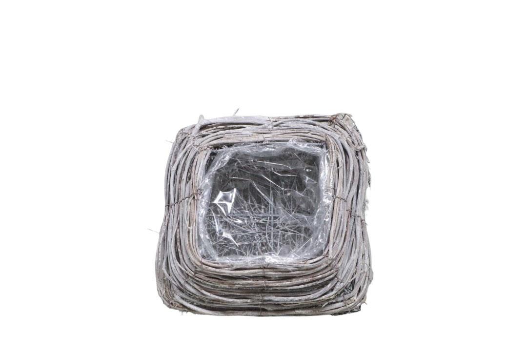 Pflanzkissen Rattan gekalkt D20x20cm