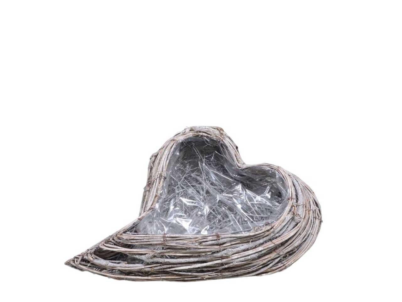 Pflanzherz geschwungen Rattan gekalkt L18cm