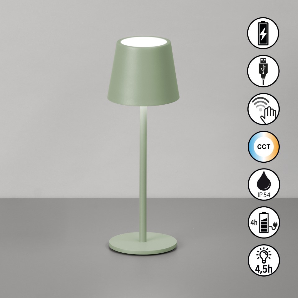 Tischleuchte ROXI salbeigrün D9 H27,5cm NETTO