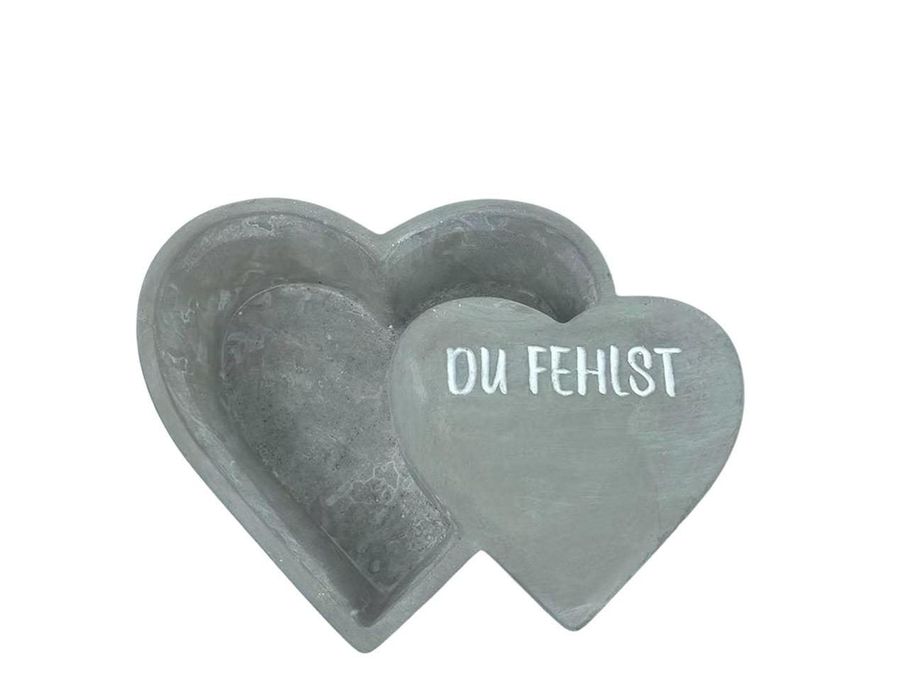 Pflanzherz m. Herz seitlich DU FEHLST Beton D25x21cm