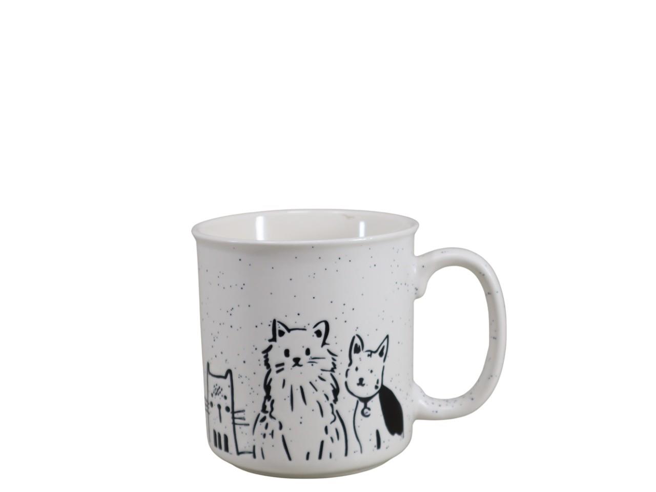 Becher Katzen weiß-schwarz D13,5x10xH11cm