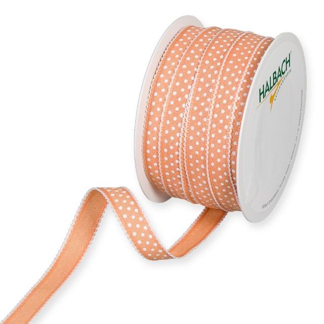 Druckband Punkte 15 mm 25 Meter apricot/white 420