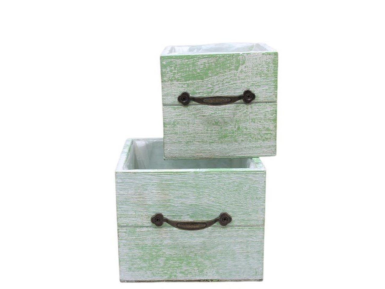 Schubladen Inga Holz weiss hellgrün Set/2 D15+12cm Schubladen Inga Holz weiss hellgrün Set/2 D15+12cm