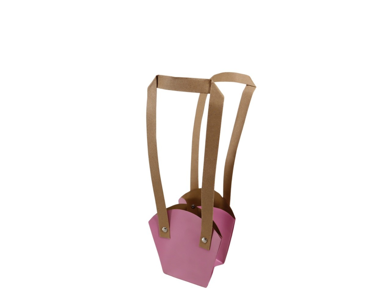 Papiertasche 10x10cm langer Henkel rosa