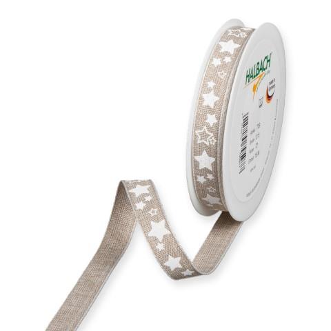 Druckband Sterne 15 mm 15 Meter linen/white 72 Druckband Sterne 15 mm 15 Meter linen/white 72
