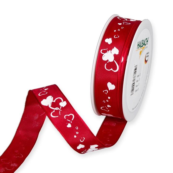 Band Herzen 25 mm 25 Meter rot/weiss 77