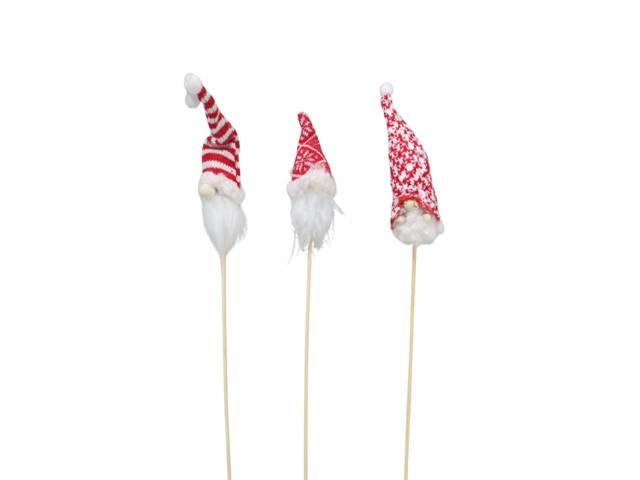 Stecker Weihnachtswichtel Stoff rot/weiß H15x4cm + Pin