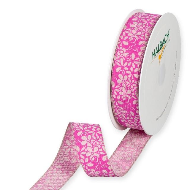 Druckband Streublümchen 25 mm 18 Meter pink 23