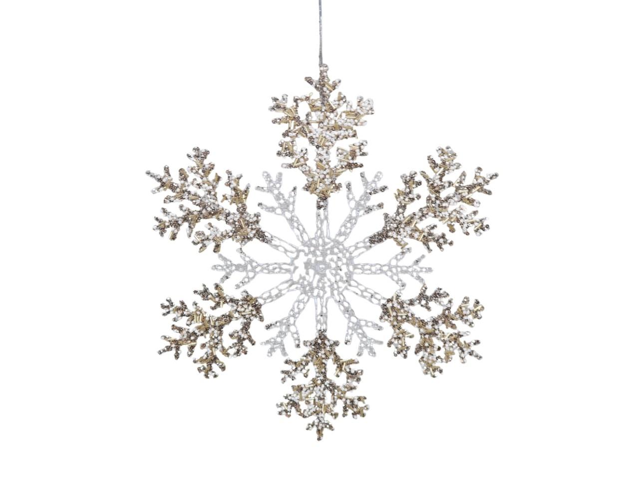 Schneeflocke zum Hängen Kunststoff klar/champagner D30cm Schneeflocke zum Hängen Kunststoff klar/champagner D30cm