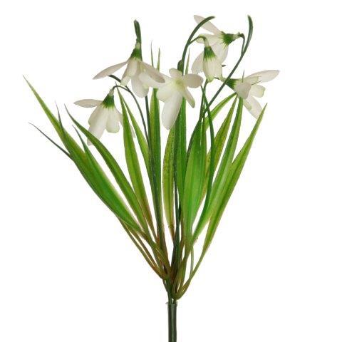 Schneeglöckchen Pick m. Gras H27cm weiss