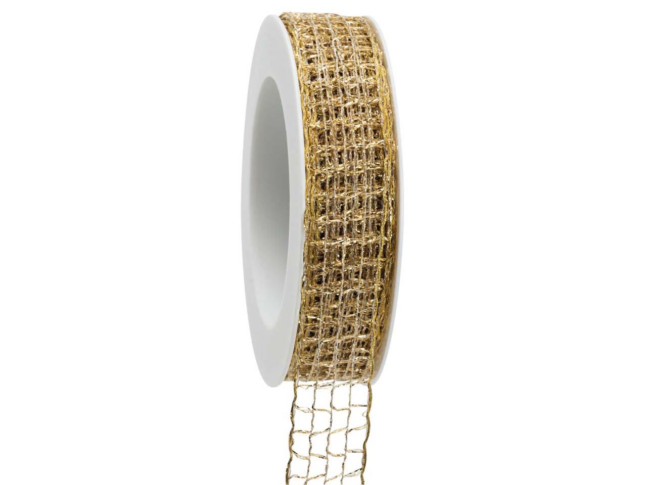 Band Cadillac mit Draht 25mm 20m gold 15