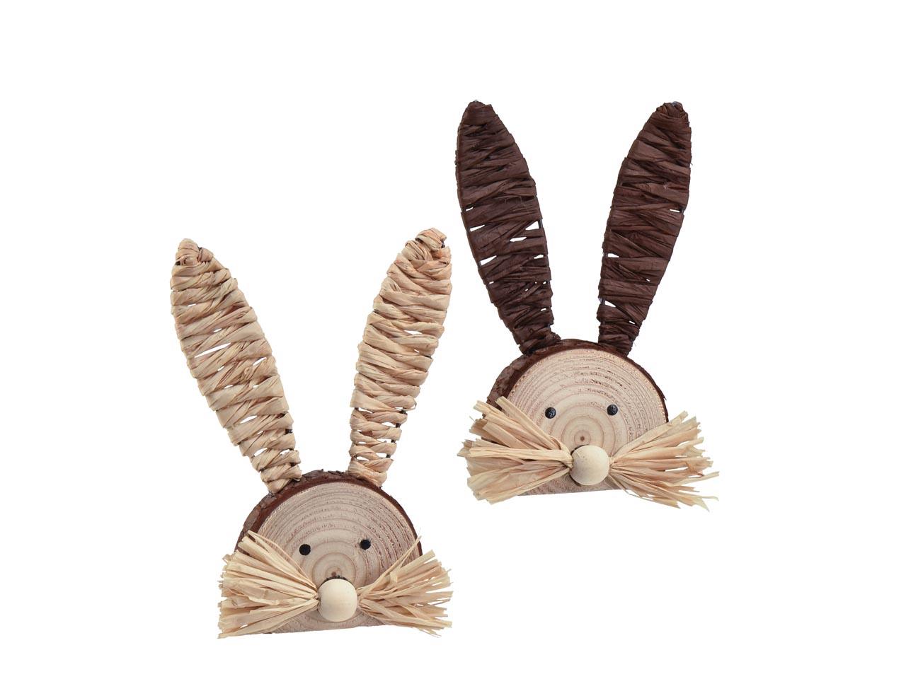Hasenkopf stehend Holz naturmix H13cm