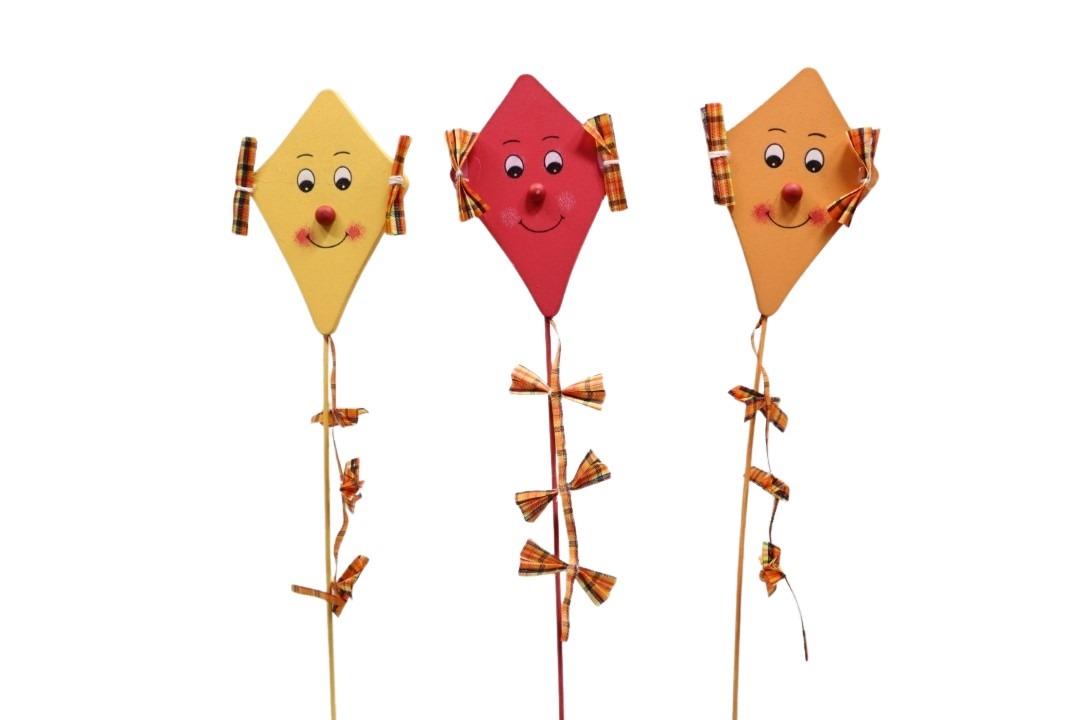 Stecker Drachen Holz orange/gelb/braun D10cm + Pin Stecker Drachen Holz orange/gelb/braun D10cm + Pin
