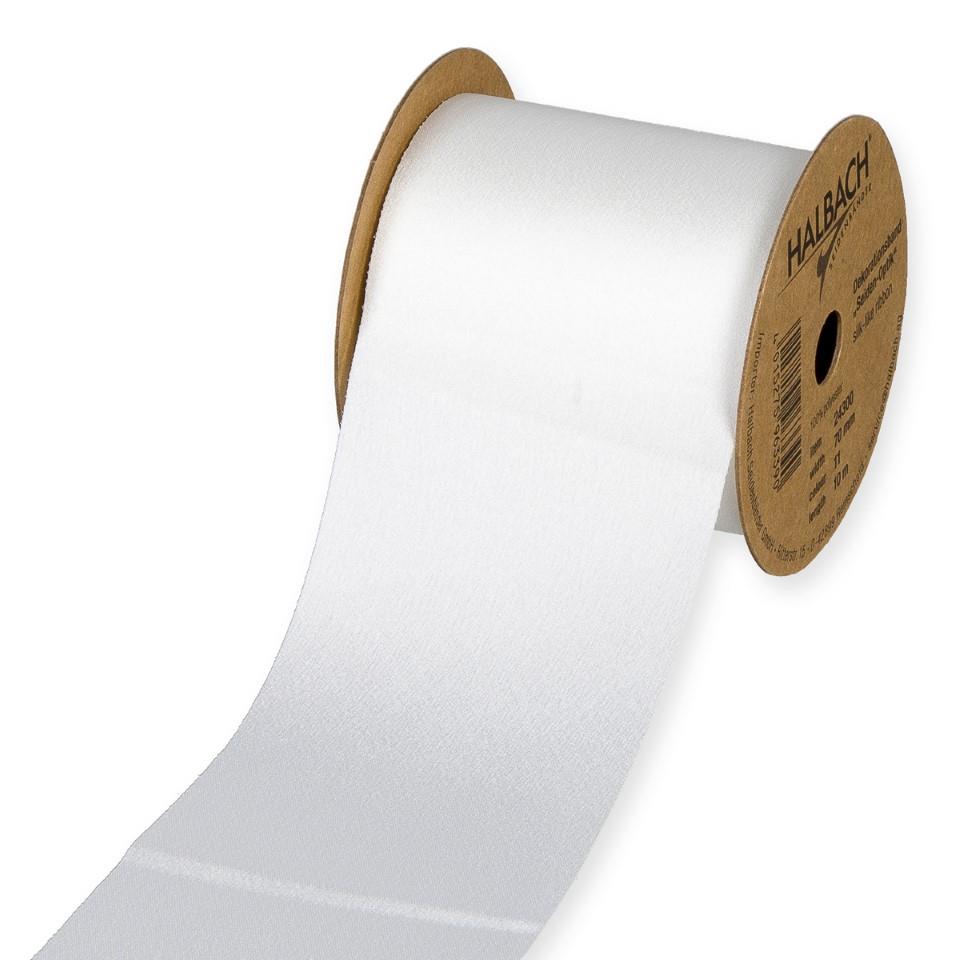 Dekorationsband Seiden-Optik 70 mm 10 Meter white 11 Dekorationsband Seiden-Optik 70 mm 10 Meter white 11