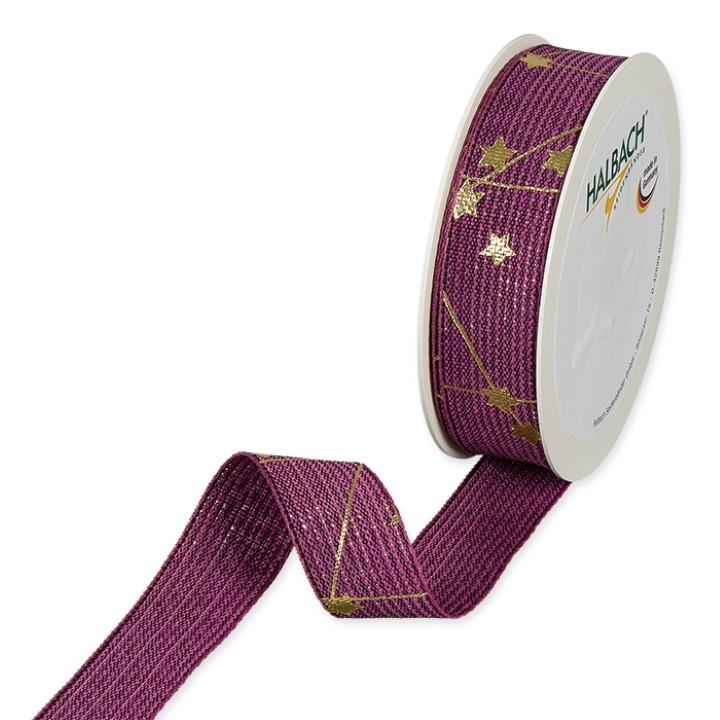 Druckband Sterne 25 mm 18 Meter berry/gold 509 Druckband Sterne 25 mm 18 Meter berry/gold 509