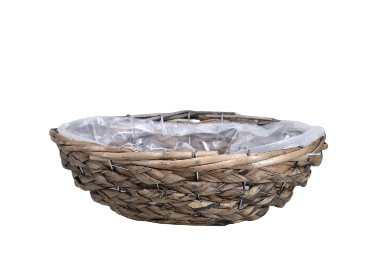 Pflanzschiff Strohseil 28x16 cm grey-washed