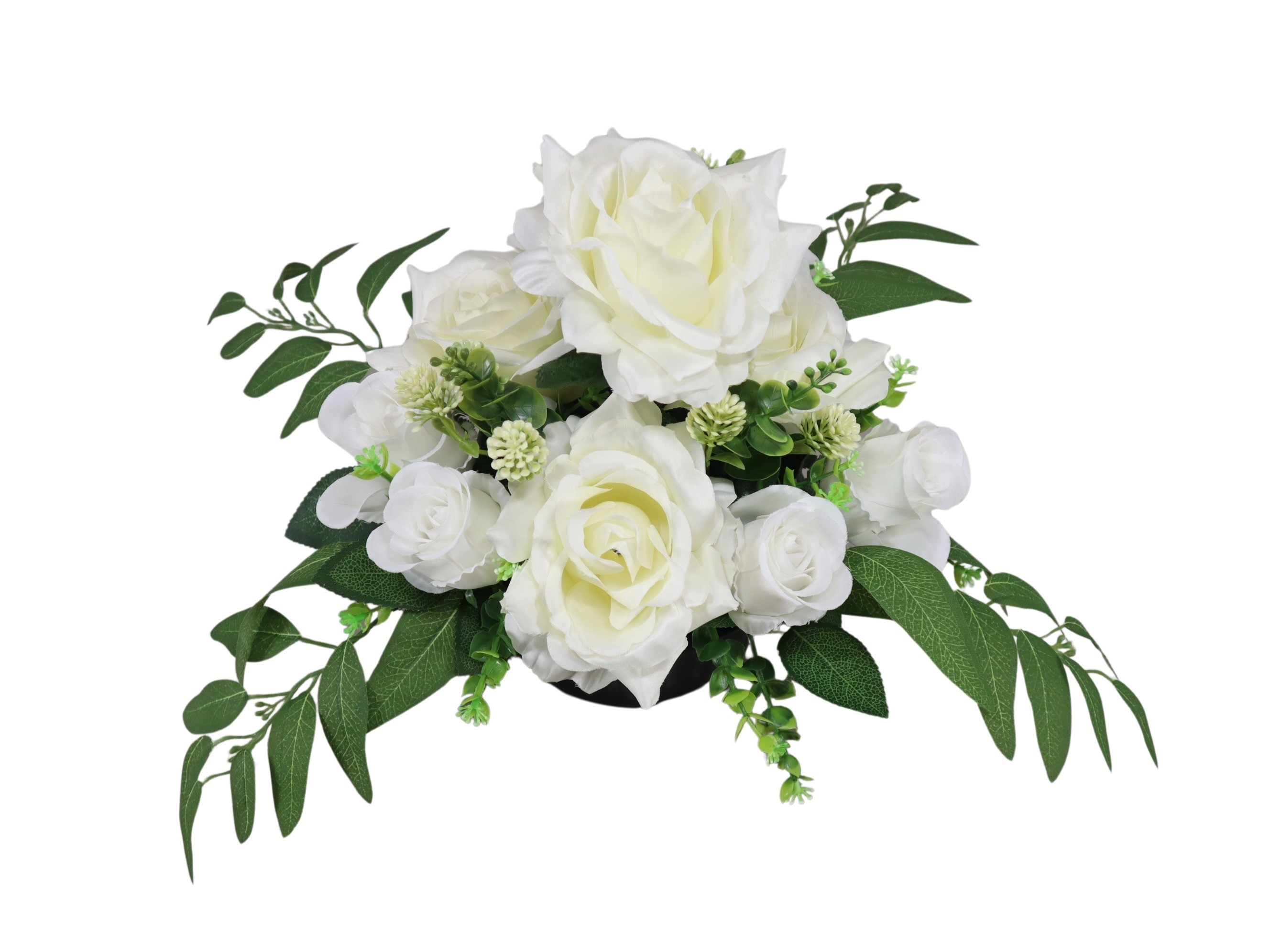 Rose 10Blüten weiß in schwerer Schale 1,5kg NETTO