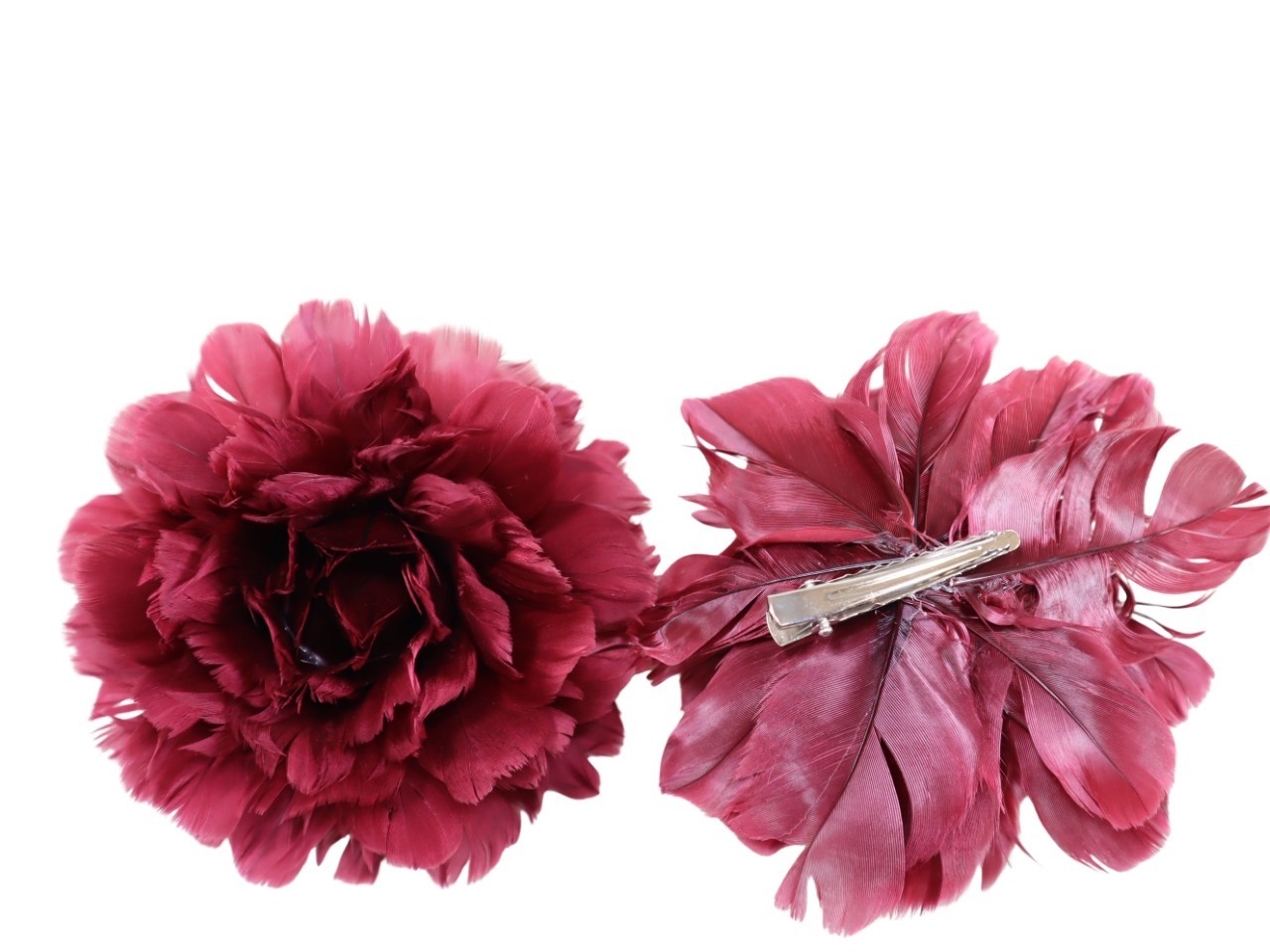 Federnrose 10cm mit Clip bordeaux