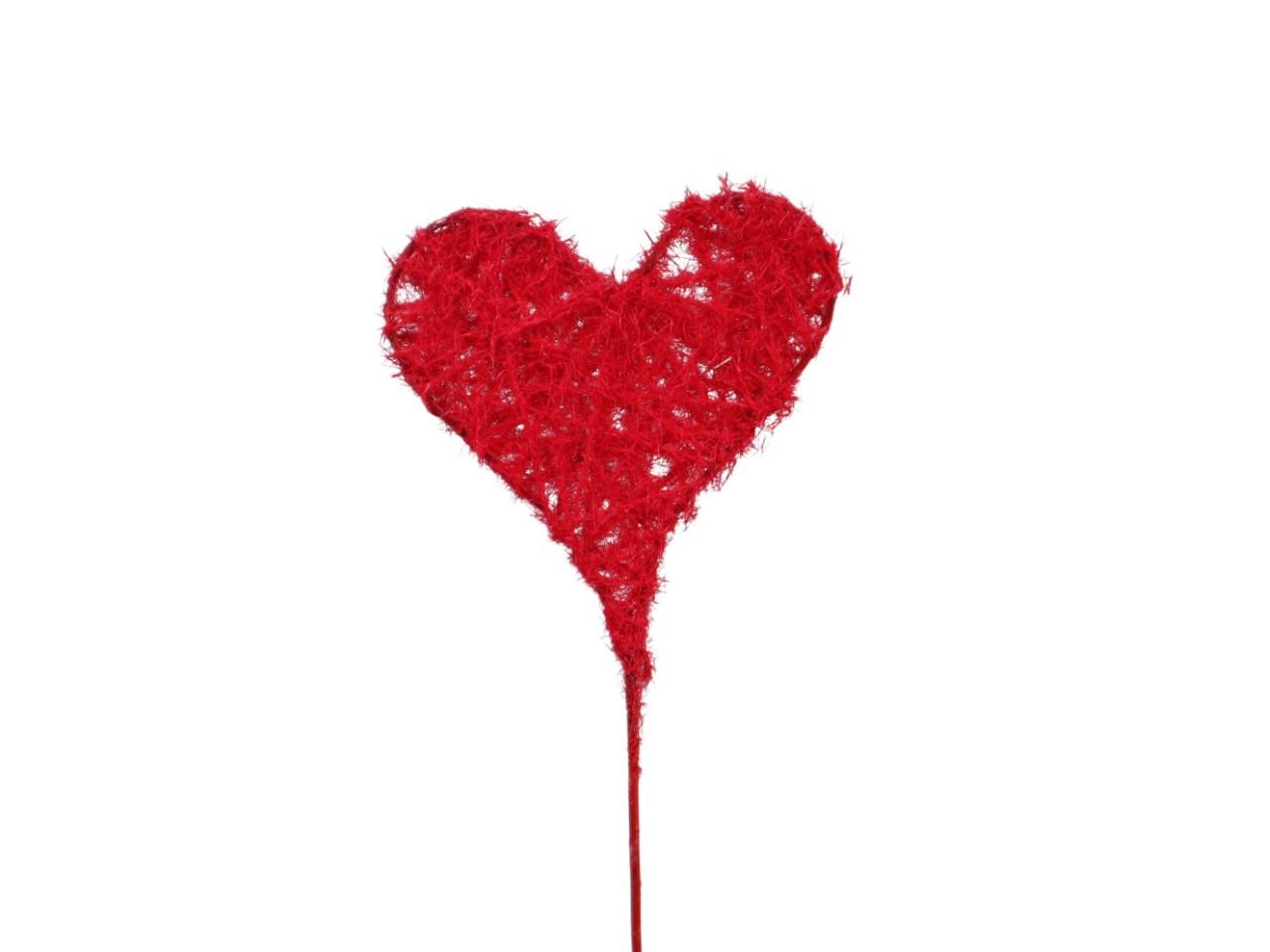 Stecker Herz beflockt rot D10cm + Pin