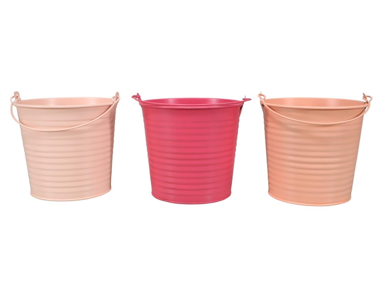 Eimer m. Henkel Metall D13,5cm pink-apricotmix