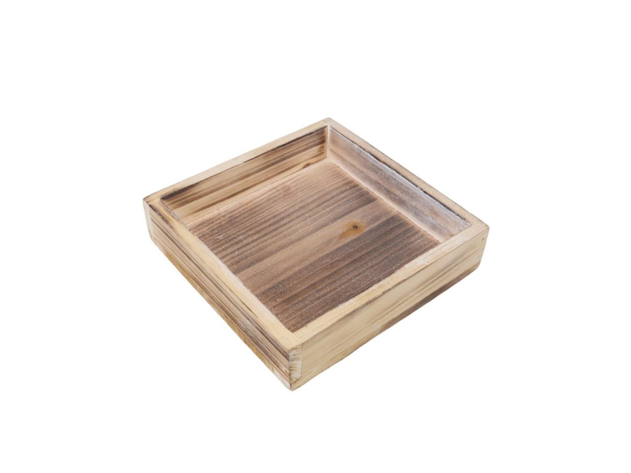 Tablett viereckig Holz natur D16cm