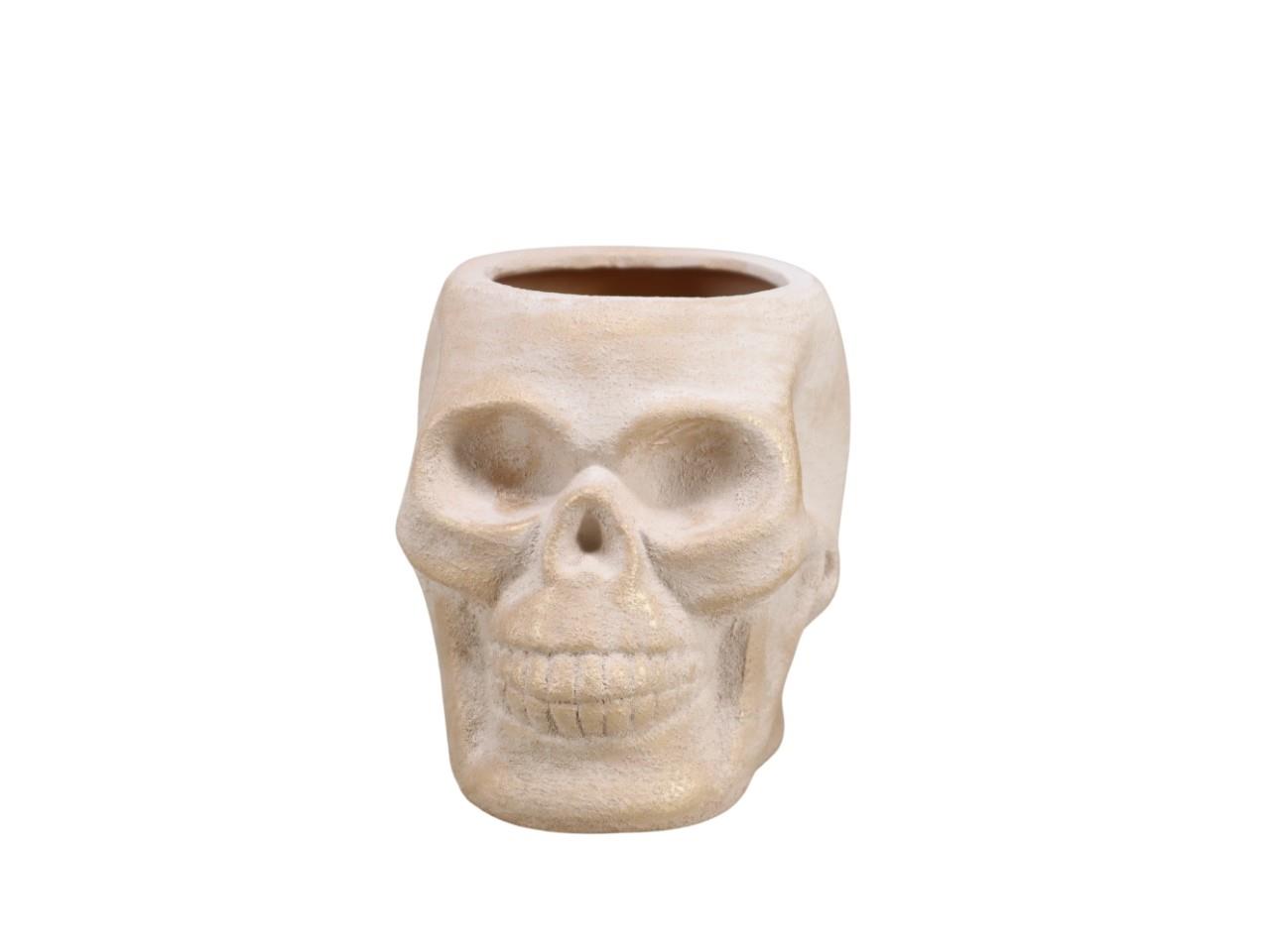 Totenkopf Keramik natur-champgner D14,5xH11cm Totenkopf Keramik natur-champgner D14,5xH11cm