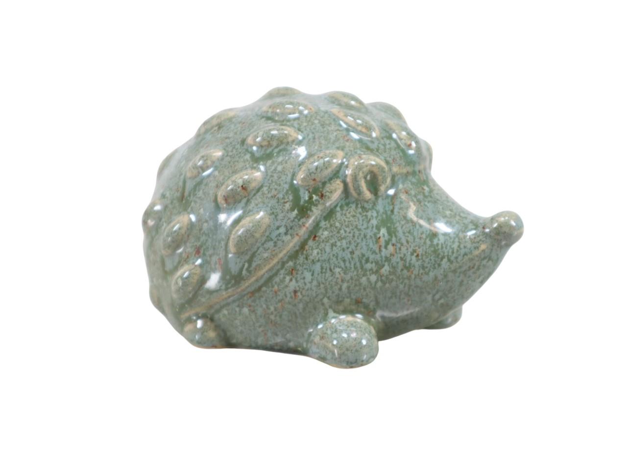 Igel Keramik grün-glasiert D12,5x8cm