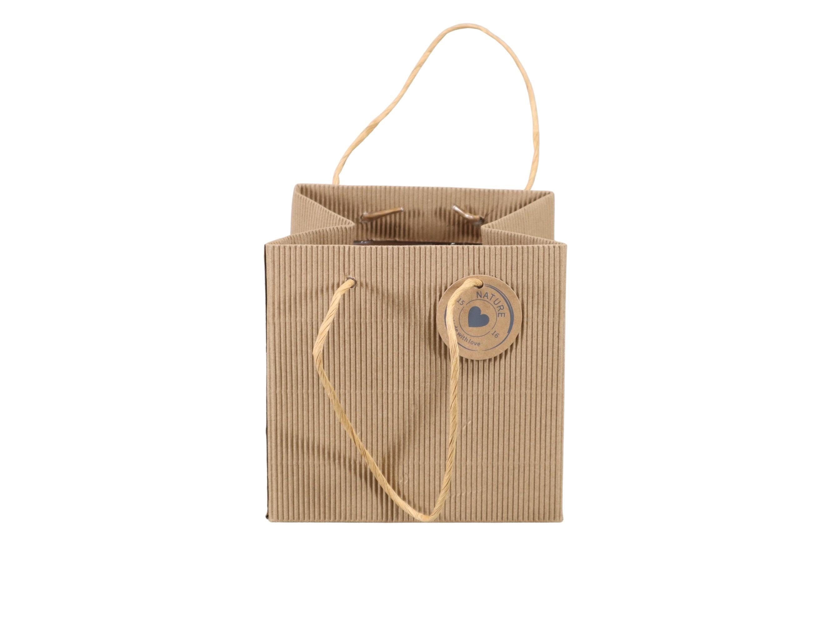 Pflanztasche Ribbel Papier natur D14x14cm