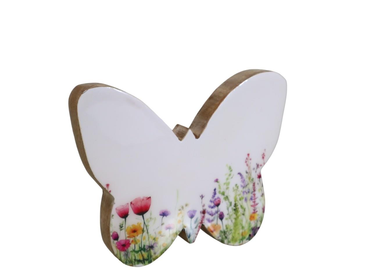 Schmetterling stehend Holz Blumenmotiv D19cm
