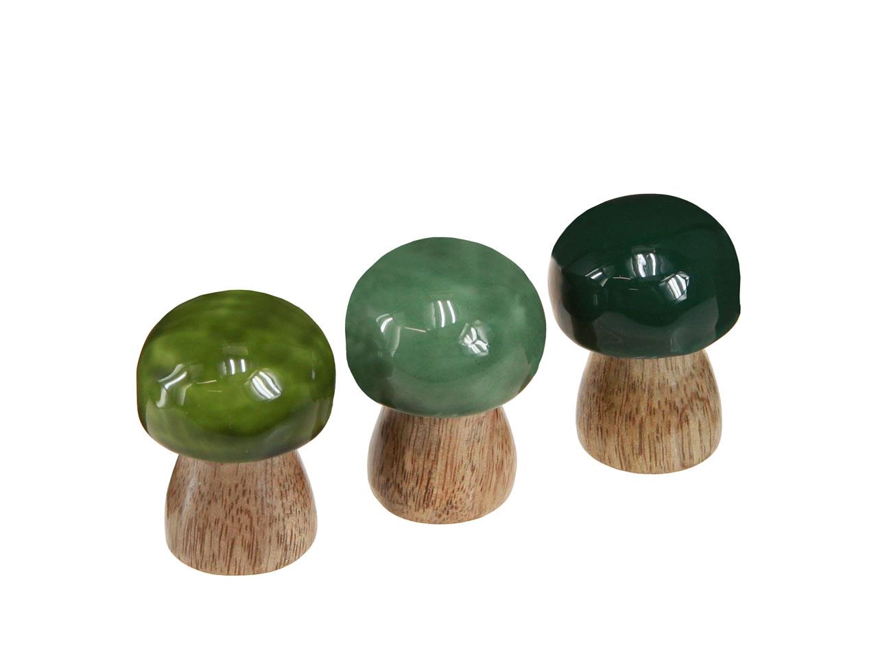Pilz stehend Mangoholz Farbmix Grüne Seele D4xH5cm