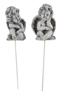 Engelstecker sortiert Polyresin grau D5cm + Pin