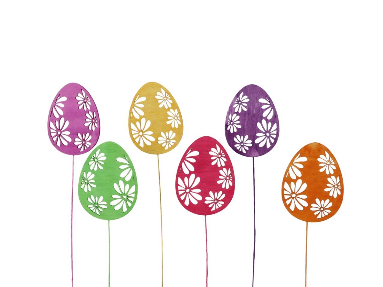 Stecker Eier m. Blumenmotiv farbmix bunt Holz 8cm + Pin