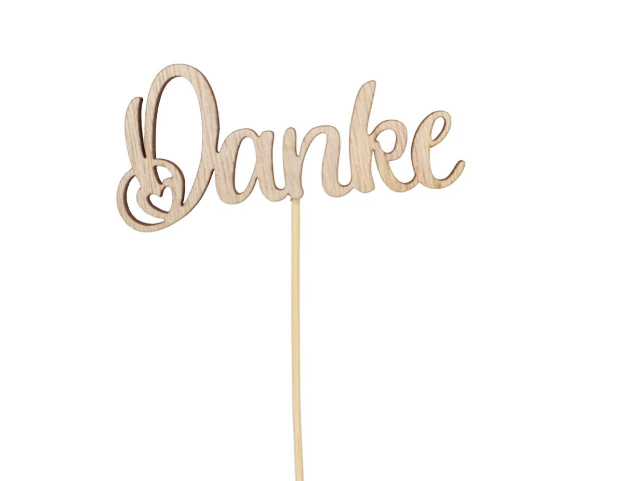 Stecker Schriftzug "Danke" Holz natur D10x4,5cm + Pin