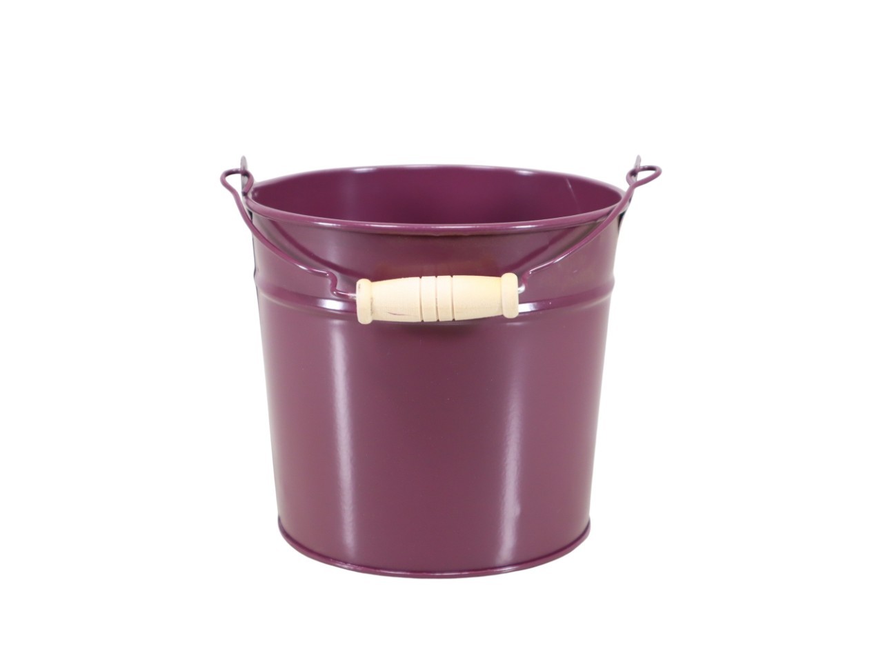 Übertopf mit Henkel Metall aubergine D13,5cm