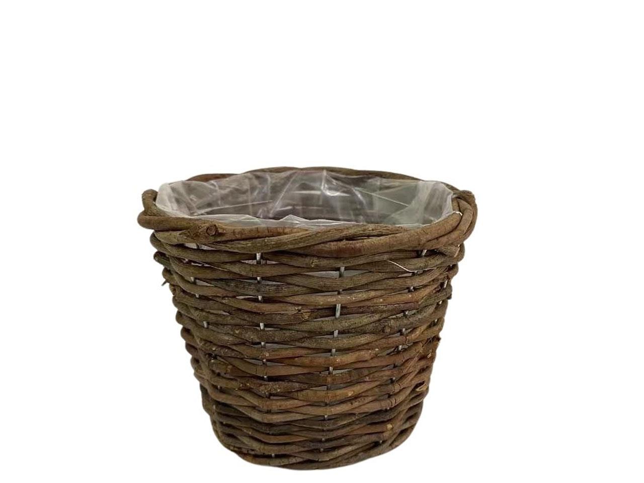 Korbübertopf rund Rattan natur D23cm