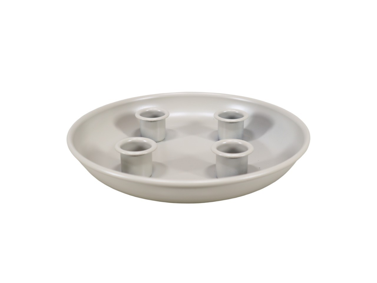 Teller mit 4 Stabkerzenhalter Metall creme D18cm