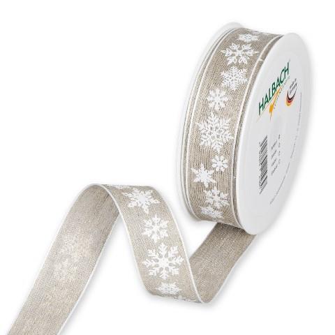 Leinen-Druckband Schneesterne 25 mm 15 Meter linen/white 11 Leinen-Druckband Schneesterne 25 mm 15 Meter linen/white 11