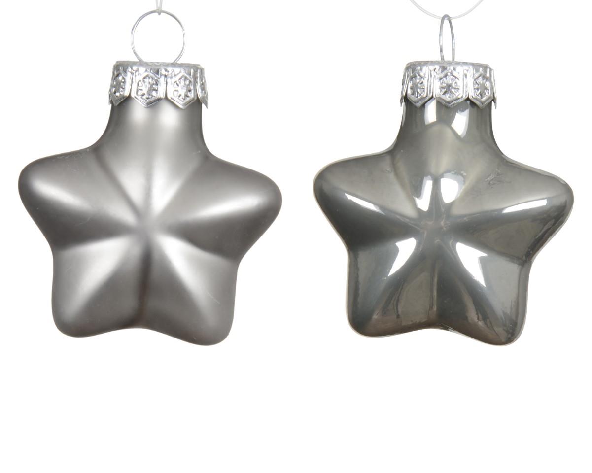 Stern hängend Glas warm grau glanz/matt D4,5cm Stern hängend Glas warm grau glanz/matt D4,5cm