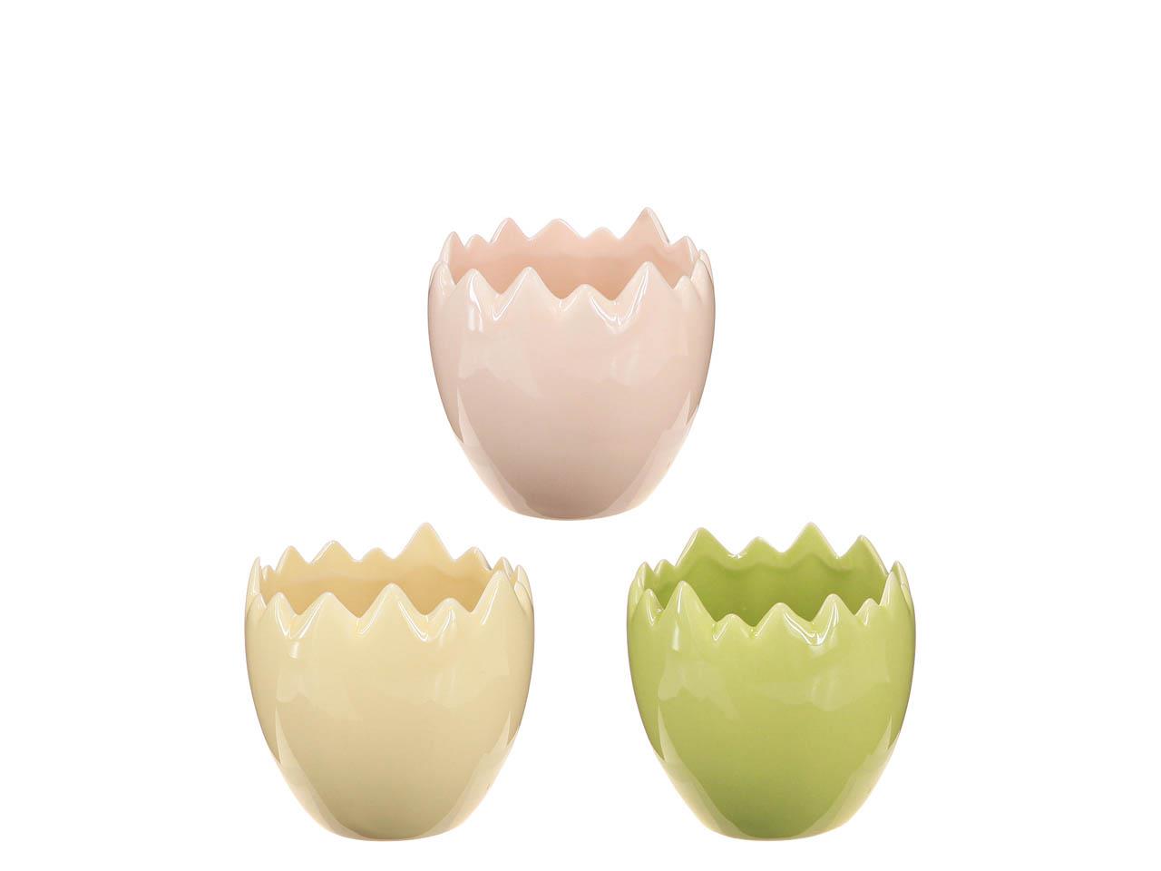 Pflanz-Ei Keramik farbmix apricot,gelb,grün D10cm