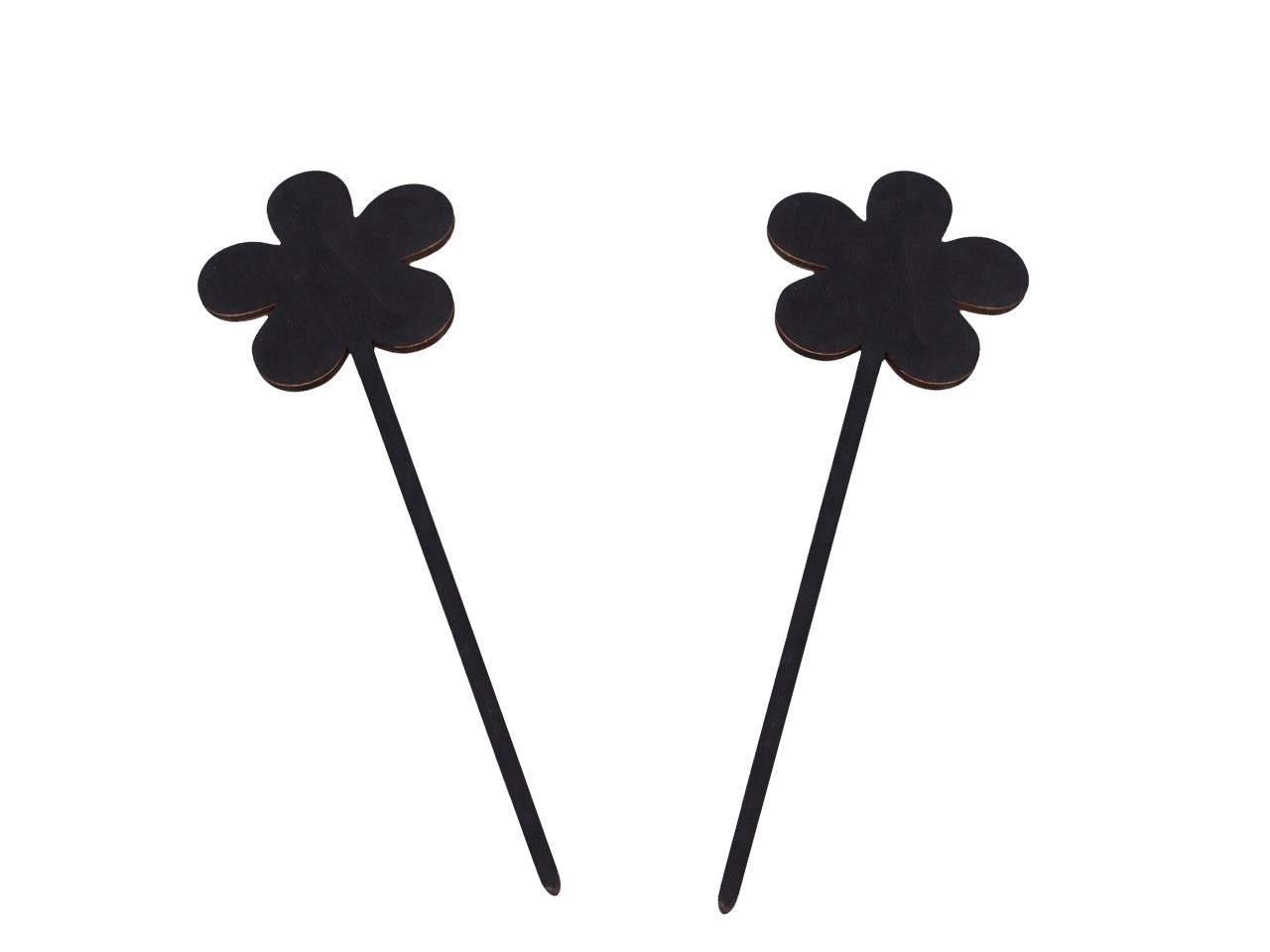 Stecker Blume Holz schwarz D10xL27cm