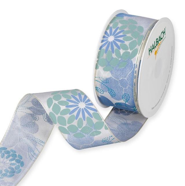 Druckband Blüten 40 mm 16 Meter blue 70
