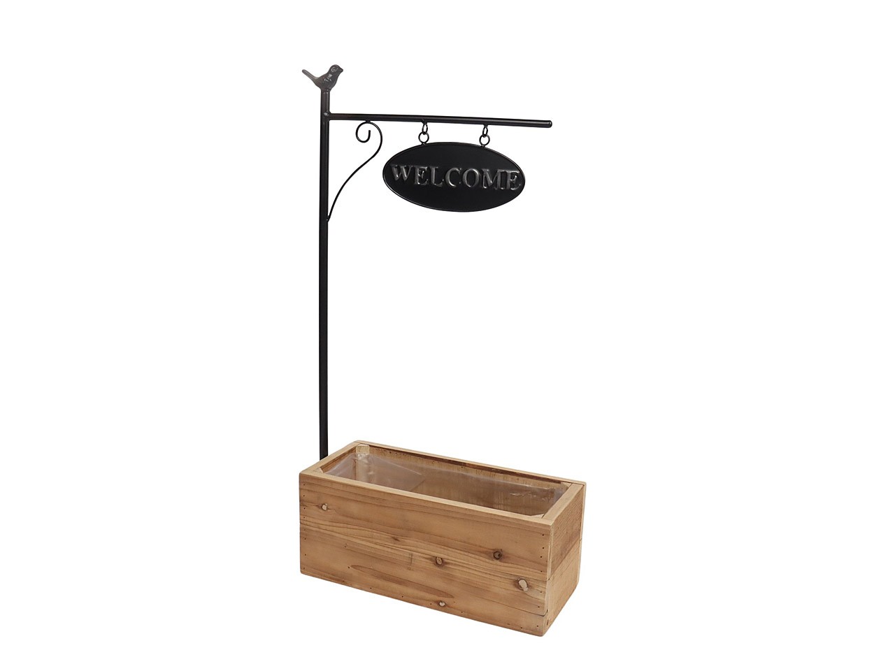 Planzkasten rechteck Holz mit Metallschild Set/2 L45/35cm