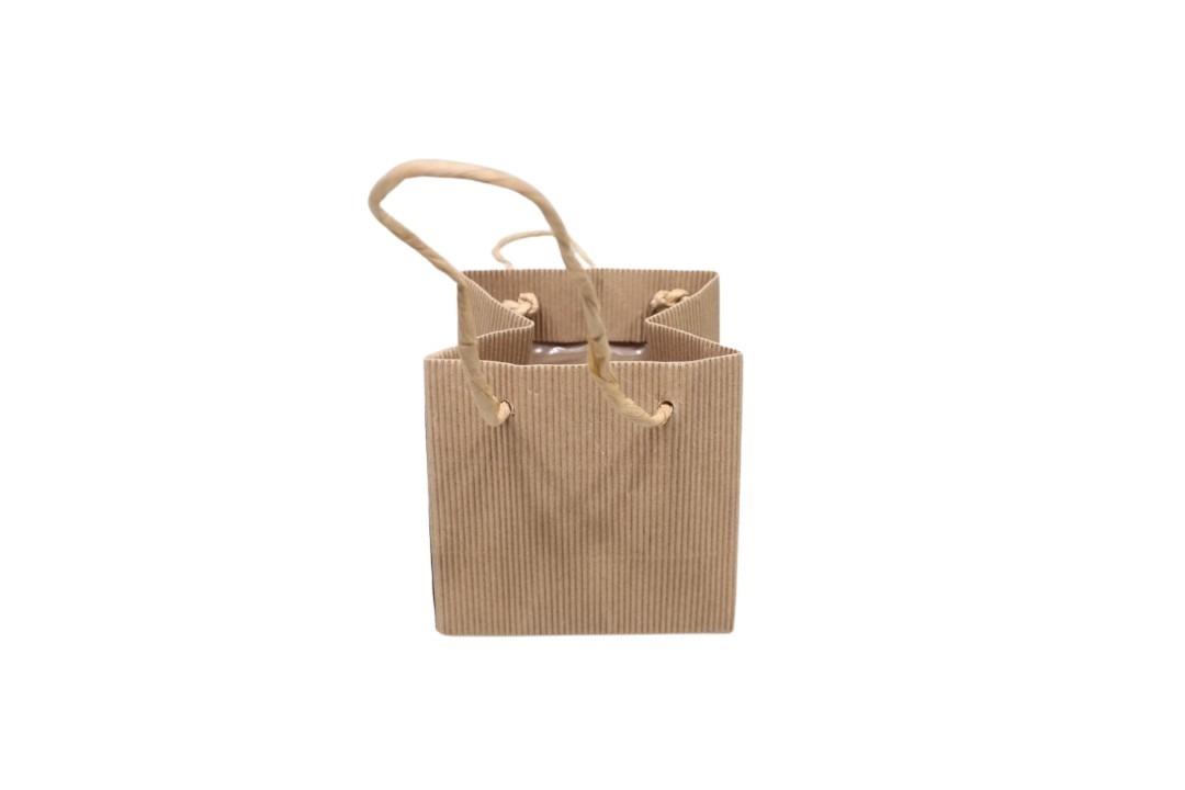 Tasche Wellpappe Ribbel natur 12x12x12cm Tasche Wellpappe Ribbel natur 12x12x12cm