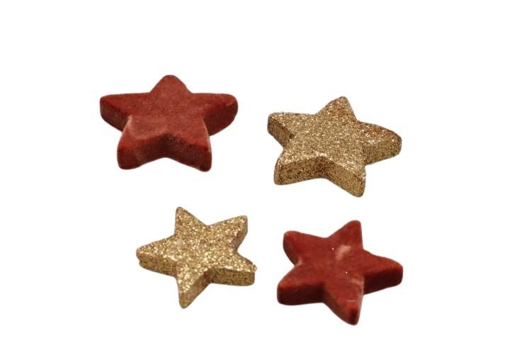 Streuer Sterne Glitter kupfer u. roibusch beflockt D5+4cm