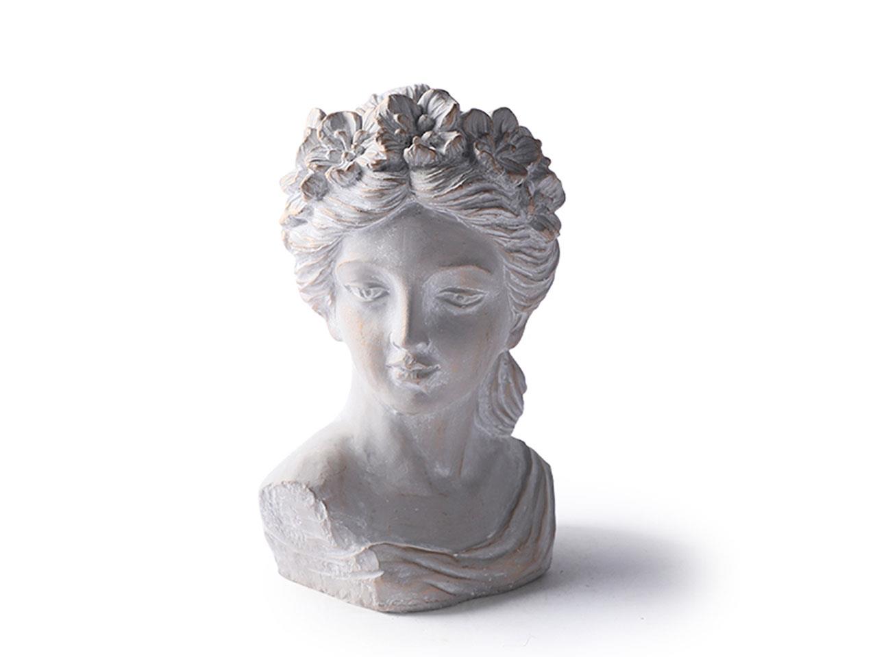 Pflanztopf Frauenbüste Zement grau-gold H34cm