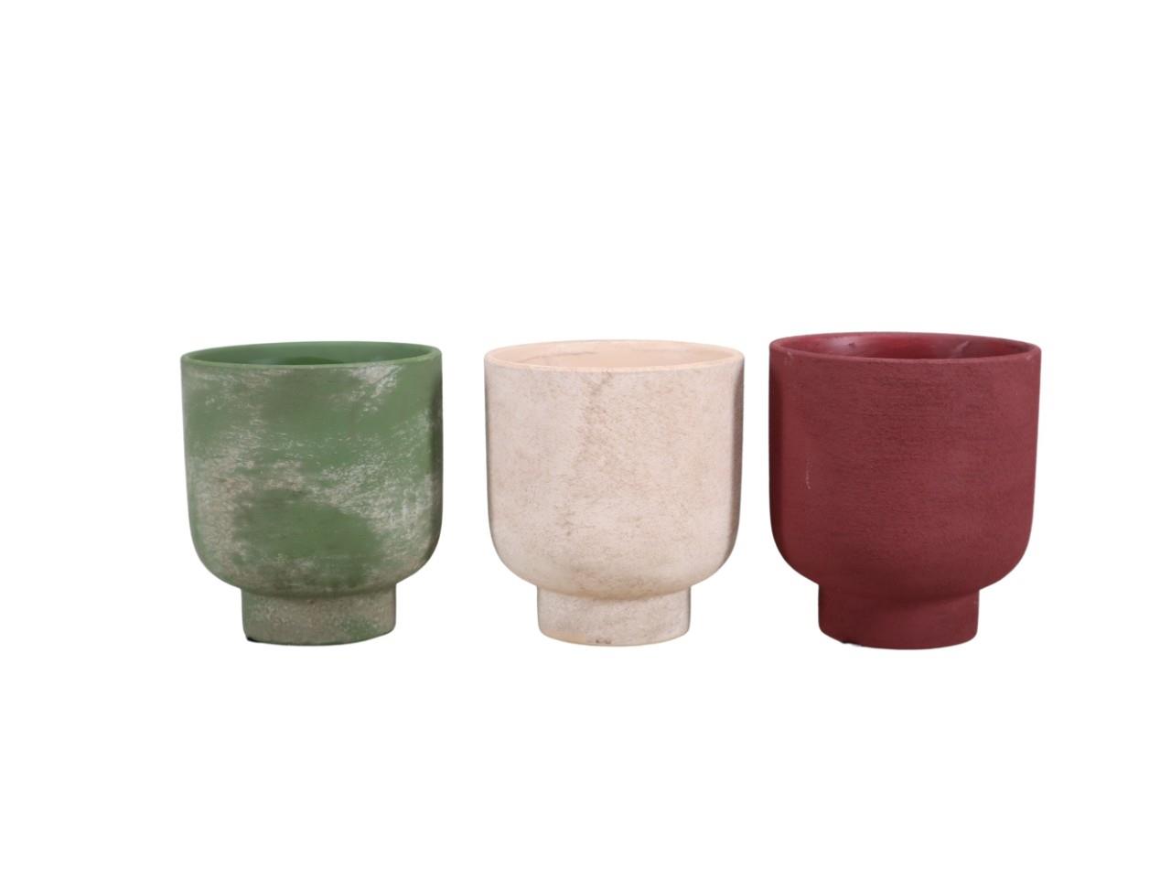 Übertopf Keramik waldgrün, bordeaux, natur D12,5xH14,5cm