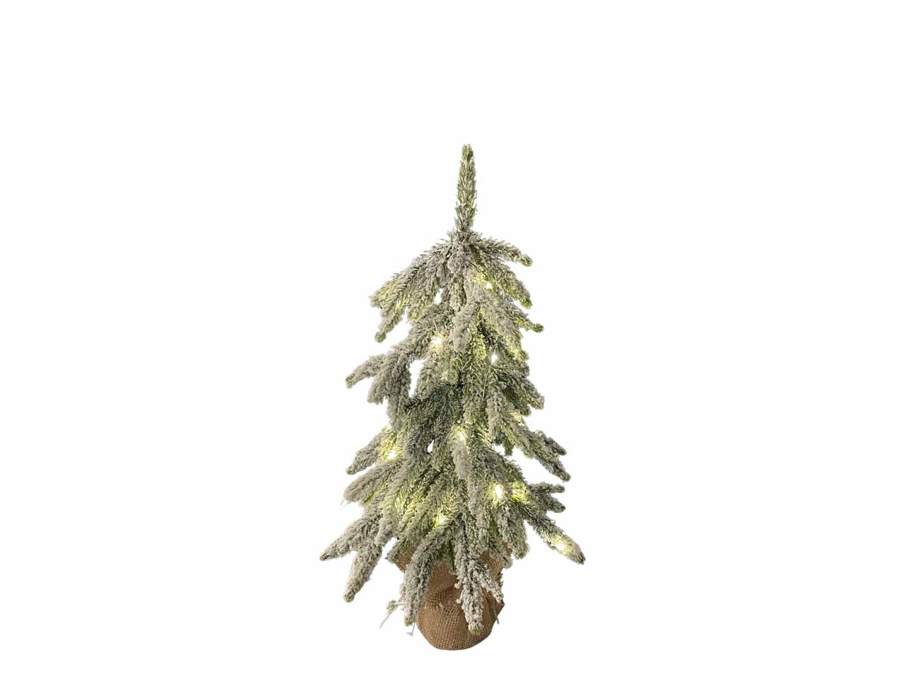 Tannenbaum im Jutesack 30LED Kunststoff grün beschneit H50cm