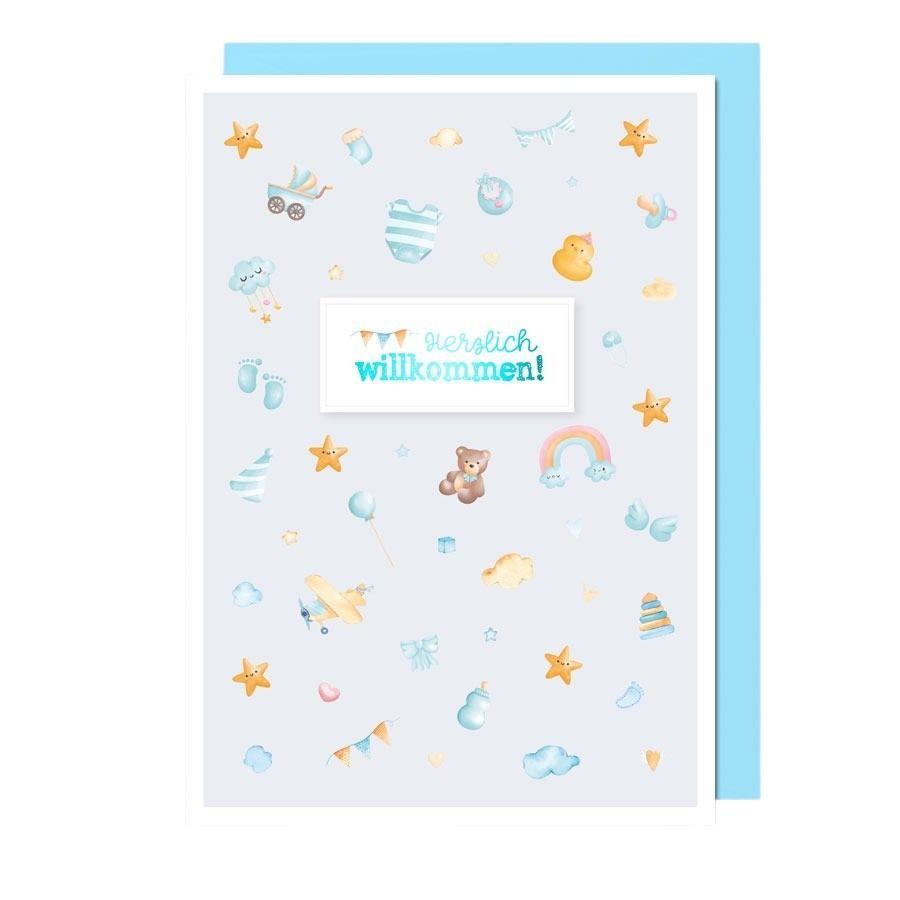 Karte Herzlich willkommen! 12x17 cm m. Kuvert